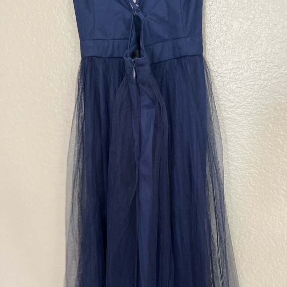 NWOT Rare Beauty Navy Blue Tulle Backless Maxi Dress - Picture 8 of 10